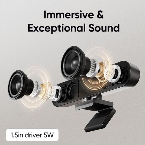 Inwa Computer Speakers with Microphone for Desktop PC, USB Wired Clip On Computer Sound Bar, Plug-n-Play Laptop Speaker w/Mic for Meeting/Gaming/Learning, Clear Audio, Easily Clamps to Monitors in Kuwait