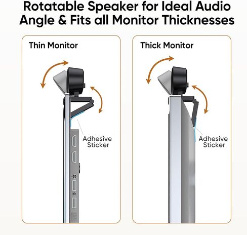 Inwa Computer Speakers with Microphone for Desktop PC, USB Wired Clip On Computer Sound Bar, Plug-n-Play Laptop Speaker w/Mic for Meeting/Gaming/Learning, Clear Audio, Easily Clamps to Monitors in Kuwait