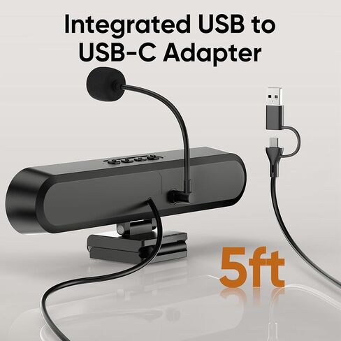 Inwa Computer Speakers with Microphone for Desktop PC, USB Wired Clip On Computer Sound Bar, Plug-n-Play Laptop Speaker w/Mic for Meeting/Gaming/Learning, Clear Audio, Easily Clamps to Monitors in Kuwait