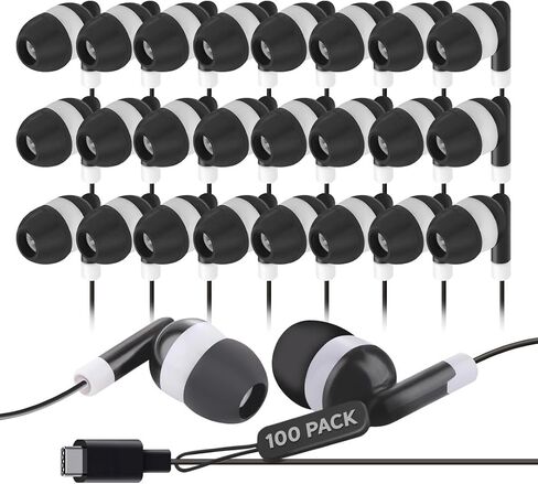 100 Pack USB C Headphones for iPhone 17/16/15 Pro Max, Type C Wired Earbuds with Noise Isolation, USB-C Earphones for iPad, Galaxy S23/S22/S21, Chromebook, MacBook, Android Tablet in Kuwait