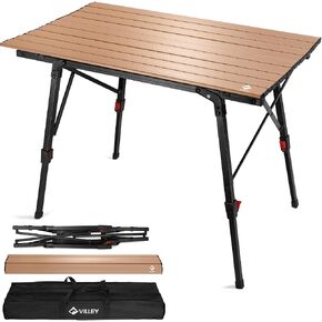 VILLEY Portable Camping Table with Adjustable Legs, Aluminum Folding Table in Kuwait