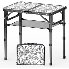 YihuiKo Small Camping Table, Vintage French Flowers Pattern Folding Table in Kuwait