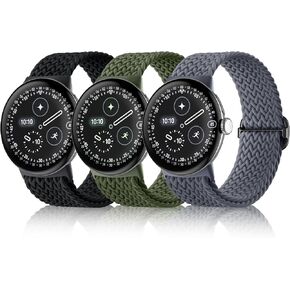 Maledan Braided Stretchy Band Compatible with Google Pixel Watch 5 4 3 41mm 45mm/ Pixel Watch 2 1 Band for Women Men, 3 Pack Soft Nylon Breathable Sport Strap for Google Smartwatch 41mm 45mm Accessory in Saudi Arabia