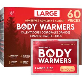 IRIS USA Hand Warmers, Regular/Large/Jumbo, 30/60 Individual Warmers, Regular/Adhesive Body Warmers Up to 10/12/18 Hours Disposable Handwarmer Bulk for Hot Hands Feet Chest Back, TSA-Approved, Camping in Kuwait