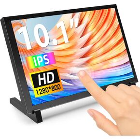 ELECROW 10.1 Inch Touchscreen Monitor, 1280x800 IPS LCD HD Display with Stand, Portable Capacitive Touch Screen for Raspberry Pi 3/3B+/4B/5, Jetson Nano, Banana Pi, PC, Windows, Beaglebone in Kuwait