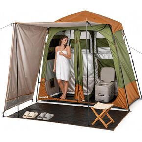 Porayhut 2-Room Shower Tent with Sunshade Extension, Instant Camping Privacy Tent, Outdoor Fishing Tent Automatic Changing Room&Toilet Tent for Camping, Beach, Hiking with Awning in Saudi Arabia