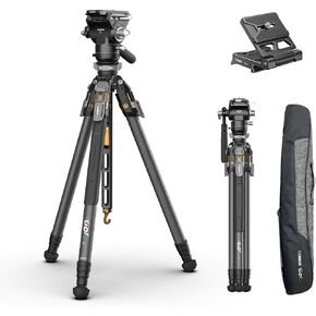 COMAN T1SV5 One-Snap Release Carbon Fiber Tripod, 63" Adjustable Professional Tripod for Camera, Heavy Duty Camera Tripod with V5 Fluid Head for Canon Nikon DSLR Telescope, Max Load 22 LB in Saudi Arabia