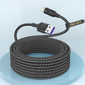 كابل شاحن USB C إلى Lightning بطول 16FT/5M لهواتف iPhone، سلك شاحن معتمد من Apple MFi، سلك شحن بيانات مجدول من النايلون للشحن السريع لهاتف iPhone 14 Pro Max/14/13Pro/12/11/X/XS/XR/8/7/iPad in Kuwait