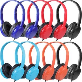 Wired Headphones Bulk 2 Pack for Classroom School, 3.5mm Pulg, Lightweight, Sturdy Headsets for Kids Students and Adults (Orange & Light Blue) in Saudi Arabia