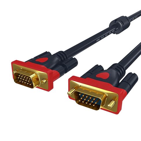 VGA Cable, 15-Pin Male to Male, Red Heart Housing, Gold-Plated, Dual Magnetic Rings, OFC 3+9, 1920x1080, for PC Laptop Monitor Projector, 2m in Kuwait