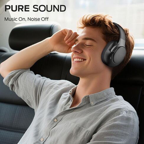 Oraolo Hybrid Active Noise Cancelling Headphones, Wireless Over-Ear Headphones with Deep Bass Sound, Bluetooth 6.0, 70H Playtime, Foldable Comfort Headphone for Travel/Work/Home in Kuwait