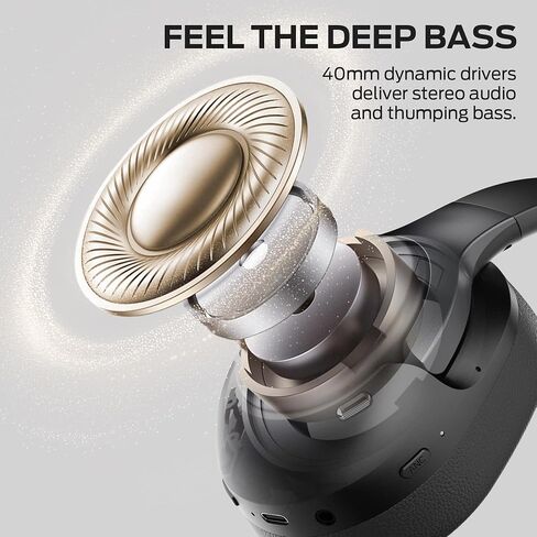 Oraolo Hybrid Active Noise Cancelling Headphones, Wireless Over-Ear Headphones with Deep Bass Sound, Bluetooth 6.0, 70H Playtime, Foldable Comfort Headphone for Travel/Work/Home in Kuwait