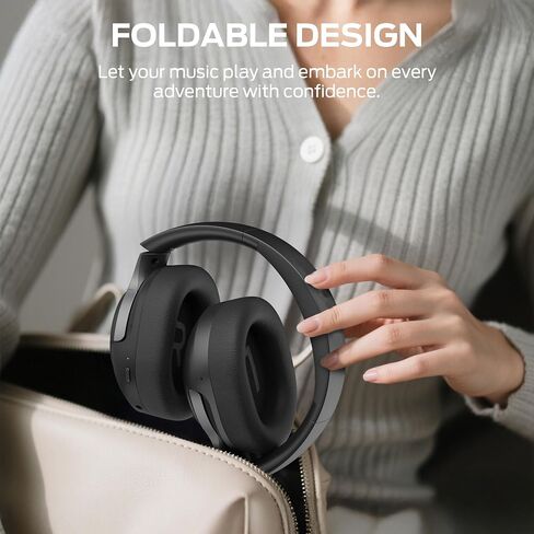 Oraolo Hybrid Active Noise Cancelling Headphones, Wireless Over-Ear Headphones with Deep Bass Sound, Bluetooth 6.0, 70H Playtime, Foldable Comfort Headphone for Travel/Work/Home in Kuwait
