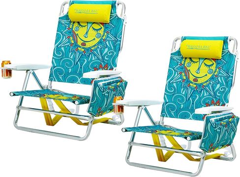 Old Bahama Bay Backpack Beach Chair, Aluminum Lightweight Reclining 5-Position Lounge Chair for Adults Heavy Duty Support 400 LBS Portable Folding with Cooler Bag Camping Chair for Sand Outdoor in Saudi Arabia