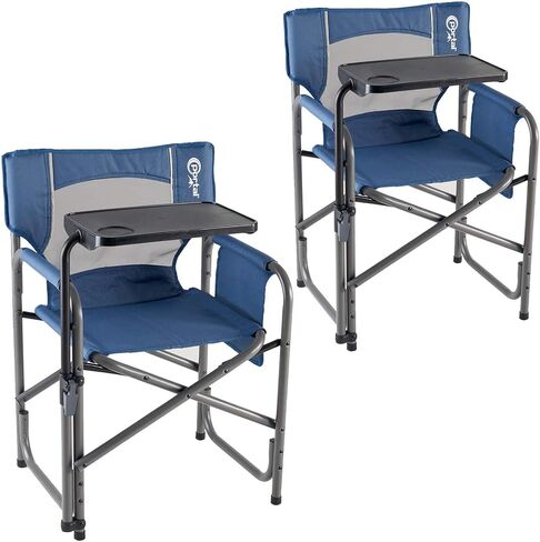 Portal Director Camping Chair with 2-Way Rotating Side Table, 300 lb, Gray in Kuwait