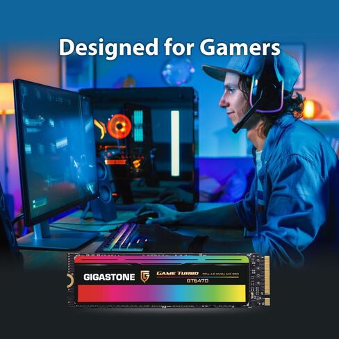 Gigastone Game Turbo PCIe Gen4x4 SSD 500GB (2-Pack) ما يصل إلى 7000 ميجابايت/ثانية مع التخزين المؤقت SLC للألعاب/الكمبيوتر الشخصي/سطح المكتب/الكمبيوتر المحمول ضمان لمدة 5 سنوات M.2 NVMe PCIe 4.0 2280 محرك أقراص الحالة الصلبة الداخلي in Kuwait