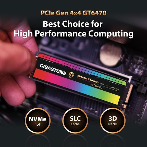 Gigastone Game Turbo PCIe Gen4x4 SSD 500GB (2-Pack) ما يصل إلى 7000 ميجابايت/ثانية مع التخزين المؤقت SLC للألعاب/الكمبيوتر الشخصي/سطح المكتب/الكمبيوتر المحمول ضمان لمدة 5 سنوات M.2 NVMe PCIe 4.0 2280 محرك أقراص الحالة الصلبة الداخلي in Kuwait