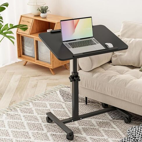 Laptop Table Mobile Adjustable Height Portable Desk Notebook Swivel PC Computer Rolling Desk with Wheels, Laptop Stand for Couch Bedside Hospital Bed Table in Saudi Arabia