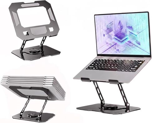 Laptop Stand for Desk - All-Metal Ergonomic Computer Stand & Laptop Riser, 360° Rotatable & Adjustable & Foldable, Laptop Holder for MacBook Pro/Air, Dell XPS, HP, Notebooks (10-17.3"), Gray in Saudi Arabia