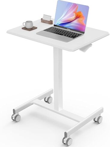 Sweetcrispy Mobile Rolling Desk with Wheels, Small Standing Desk in Saudi Arabia