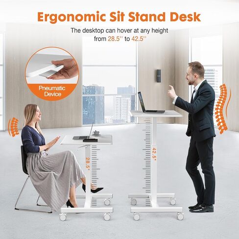 Sweetcrispy Mobile Rolling Desk with Wheels, Small Standing Desk in Saudi Arabia