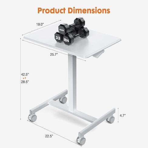 Sweetcrispy Mobile Rolling Desk with Wheels, Small Standing Desk in Saudi Arabia