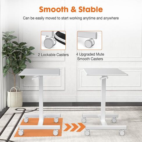 Sweetcrispy Mobile Rolling Desk with Wheels, Small Standing Desk in Saudi Arabia
