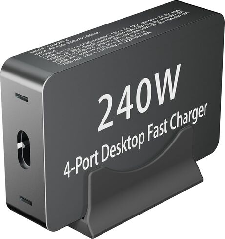 240W USB C Charger Block, 4 Port USB Fast Charging Station 100W Laptop Power Adapter for MacBook, Laptop, Tablet, iPad, iPhone, Cell Phone Multiple Devices Charging Station, Type C Charger in Kuwait