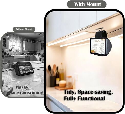 Under Cabinet Mount for Echo Show 8 (1st & 2nd Gen), Adjustable 30° Heavy Duty Kitchen Cabinet Hanging Holder with Cable Management, Space-Saving Hanging Display Bracket for Kitchens & RVs in Saudi Arabia