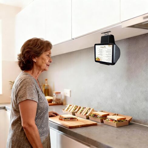 Under Cabinet Mount for Echo Show 8 (1st & 2nd Gen), Adjustable 30° Heavy Duty Kitchen Cabinet Hanging Holder with Cable Management, Space-Saving Hanging Display Bracket for Kitchens & RVs in Saudi Arabia