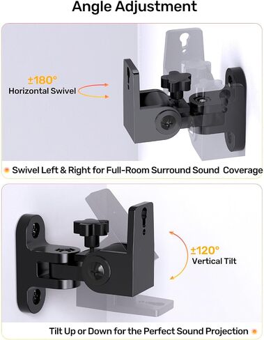 Universal Speaker Wall Mount Bracket Pair for Rear or Bookshelf Speakers in Kuwait