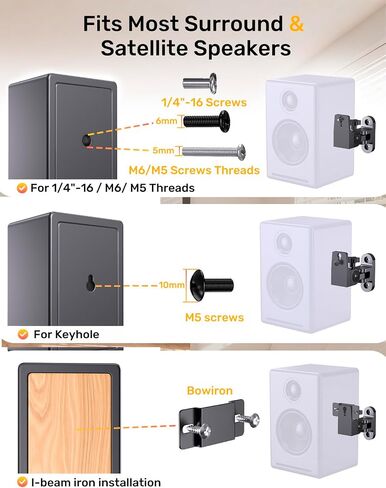 Universal Speaker Wall Mount Bracket Pair for Rear or Bookshelf Speakers in Kuwait