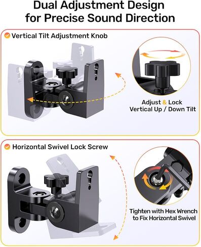 Universal Speaker Wall Mount Bracket Pair for Rear or Bookshelf Speakers in Kuwait