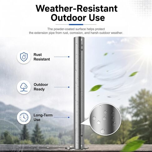 14'' Antenna Pole Mount Extension Pipe with Two Mounting Holes, Compatibility with ASIN B0DLKGHV6J and B0D4XZWFBR, Stainless Steel Extender Tube Bracket Rod Allows for Length Adjustment in Saudi Arabia