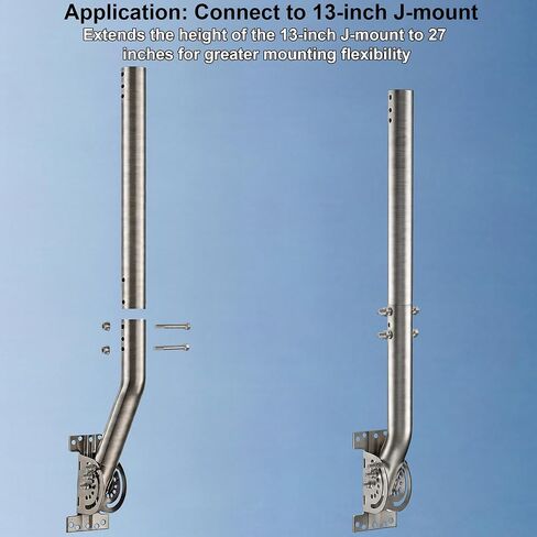 14'' Antenna Pole Mount Extension Pipe with Two Mounting Holes, Compatibility with ASIN B0DLKGHV6J and B0D4XZWFBR, Stainless Steel Extender Tube Bracket Rod Allows for Length Adjustment in Saudi Arabia