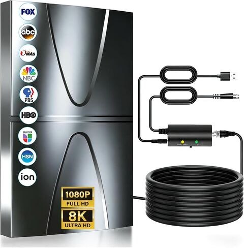 5000+ Miles TV Antenna, 2026 Upgraded Digital Antenna with Signal Booster in Saudi Arabia