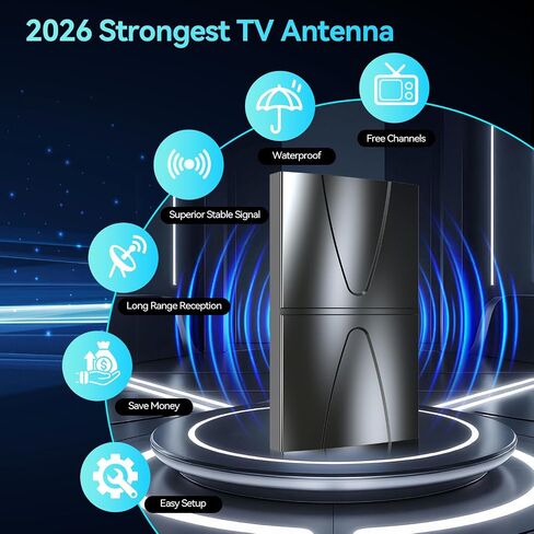 5000+ Miles TV Antenna, 2026 Upgraded Digital Antenna with Signal Booster in Saudi Arabia