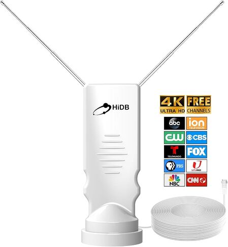 Rabbit Ear TV Antenna 2025 Upgraded -HIDB TV Antenna for Smart TV Indoor, Cut Cable for Free 4K/1080p HD Channels, Long Range Reception, 360° Signal for Smart & Old TVs, Easy Setup, VHF/UHF Support! in Saudi Arabia