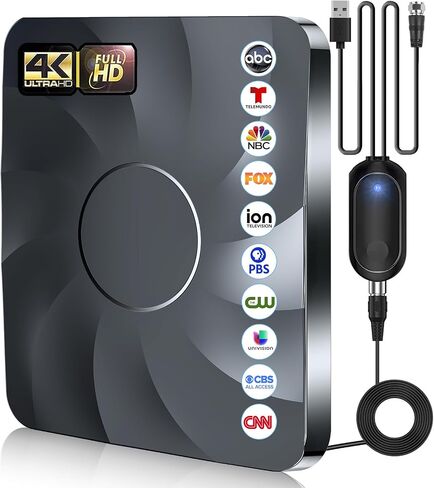 2026 Digital TV Antenna for Smart TV Indoor, 5000+ Miles Long Range HD Antenna for Local Channels with Signal Booster Amplifier, Support 8K 4K 1080p for All TVs - 38FT Coax Cable in Saudi Arabia
