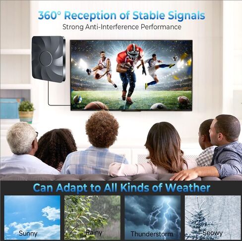 2026 Digital TV Antenna for Smart TV Indoor, 5000+ Miles Long Range HD Antenna for Local Channels with Signal Booster Amplifier, Support 8K 4K 1080p for All TVs - 38FT Coax Cable in Saudi Arabia