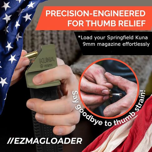 EZMAGLOADER Magazine Loader for the Springfield KUNA 9mm - Easy Pain Free Loading - Comfortable Grip - Speed Loader Accessories - Large Flanges for Thumb Relief in Kuwait