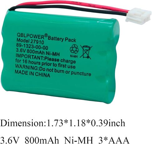 27910 Cordless Phone Battery Rechargeable Compatible with Vtech 89-1323-00-00 AT&T E1112 E2801 TL72108 Motorola SD-7501 RadioShack 23-959 Cordless Handsets 3.6V(Pack of 2) in Saudi Arabia