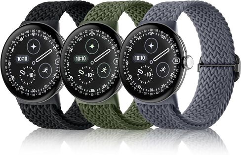 Maledan Braided Stretchy Band Compatible with Google Pixel Watch 5 4 3 41mm 45mm/ Pixel Watch 2 1 Band for Women Men, 3 Pack Soft Nylon Breathable Sport Strap for Google Smartwatch 41mm 45mm Accessory in Saudi Arabia