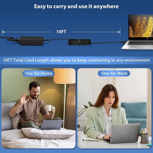 65W USB C Laptop Charger Compatible with HP Spectre X360,Spectre,Elitebook x360,Elitebook,Envy,Omnibook,Elite x2,Chromebook,Dragonfly,Zbook,ProBook Travel Type C AC Adapter Power Cord Supply in Kuwait