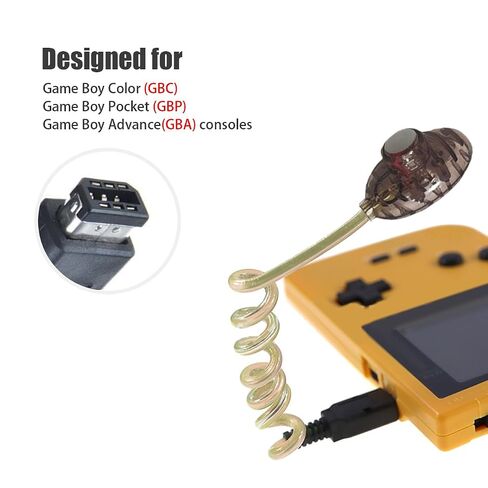 ضوء دودي لـ Game Boy - ضوء شاشة LED متوافق مع GBC/GBP/GBA، مصباح إضاءة مرن، لا حاجة إلى بطاريات، توصيل ألوان عشوائية in Kuwait