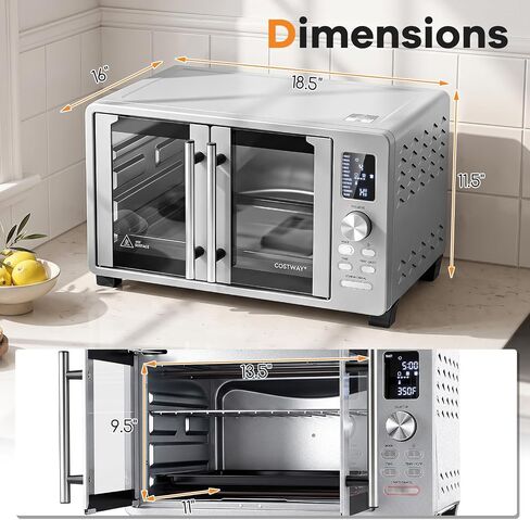 25L/26.4 QT Air Fryer Toaster Oven w/Dual French Doors in Kuwait
