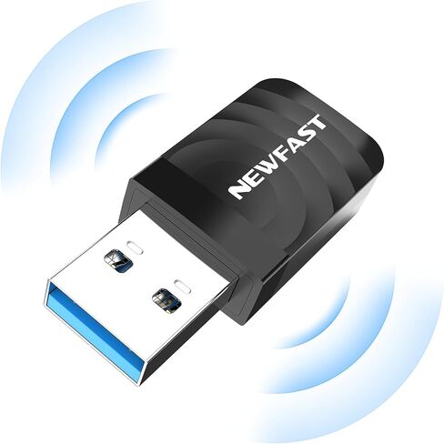 NEWFAST AC1300 Nano USB WiFi محول NF-U323، محول واي فاي ثنائي النطاق 2.4G/5G لأجهزة الكمبيوتر المكتبية، MU-MIMO WiFi Dongle، USB 3.0، يدعم Windows 11/10/8.1/8/7/XP، Mac OS 10.11-10.15 in Kuwait