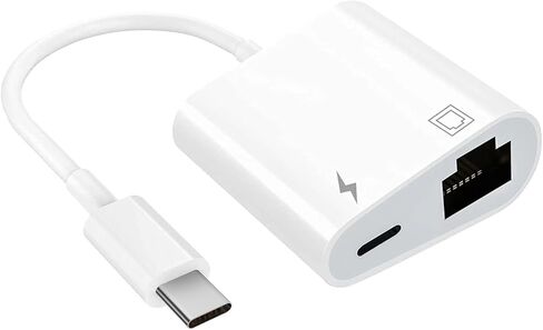محول إيثرنت USB-C مع الشحن - محول شبكة LAN محمول متوافق مع iPhone 15 Pro/Max/Plus وMacBook Pro/Air 2018 وSamsung وiPad والمزيد in Kuwait