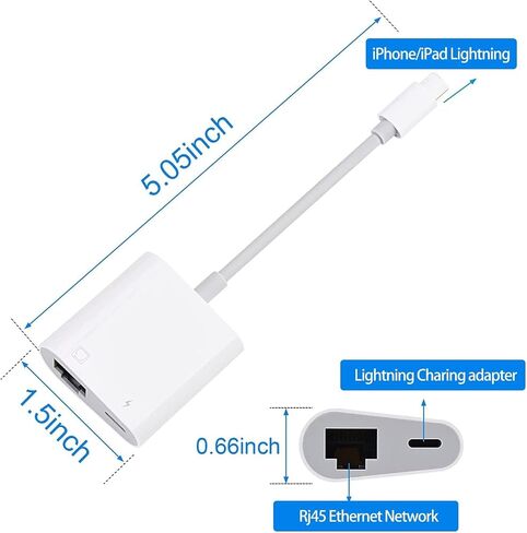 محول إيثرنت USB-C مع الشحن - محول شبكة LAN محمول متوافق مع iPhone 15 Pro/Max/Plus وMacBook Pro/Air 2018 وSamsung وiPad والمزيد in Kuwait