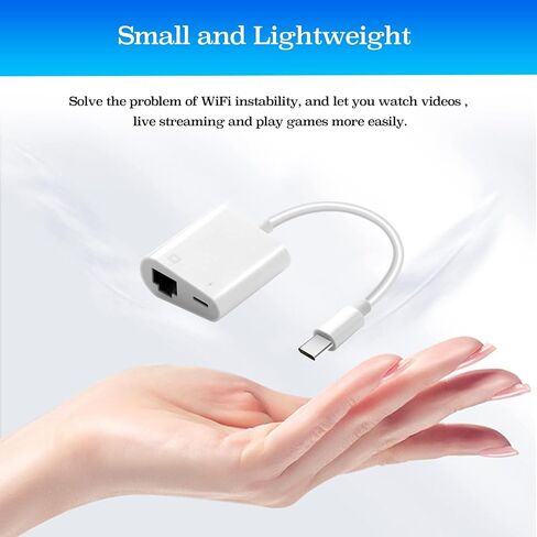 محول إيثرنت USB-C مع الشحن - محول شبكة LAN محمول متوافق مع iPhone 15 Pro/Max/Plus وMacBook Pro/Air 2018 وSamsung وiPad والمزيد in Kuwait